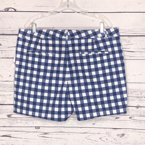 New York & Company NWT Size 18 Blues & White Gingham Plaid Shorts - Picture 3 of 5